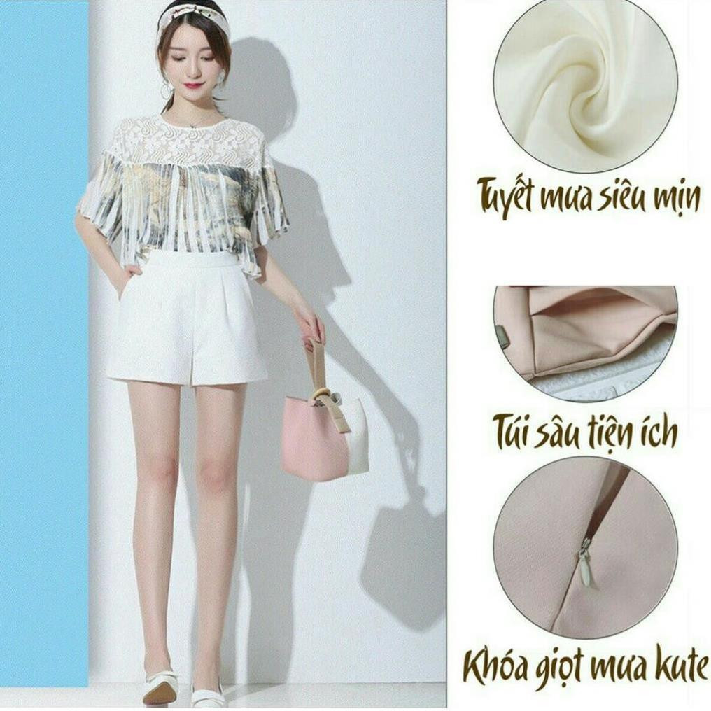 Quần short nữ cạp cao chất tuyết mưa Hana Boutique thoáng mát - QS005