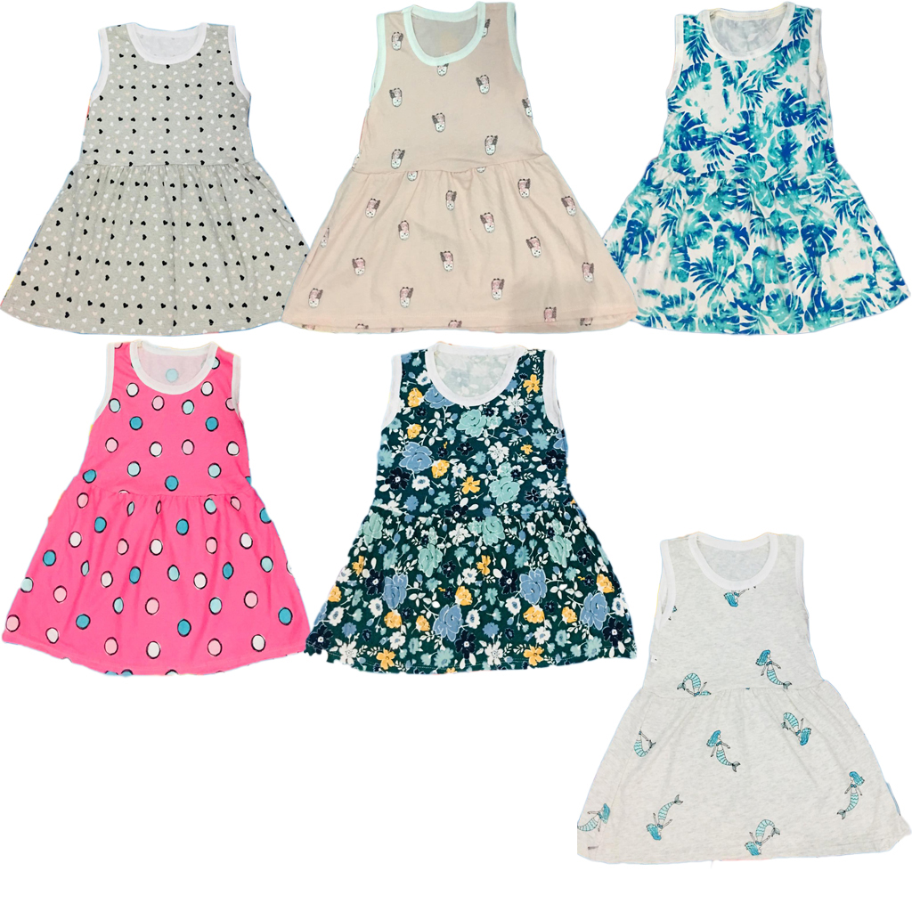 Combo 2-3-5 váy ba lỗ bé gái từ 1-5 tuổi chất cotton thoáng mát mùa hè -Giao mầu ngẫu nhiên