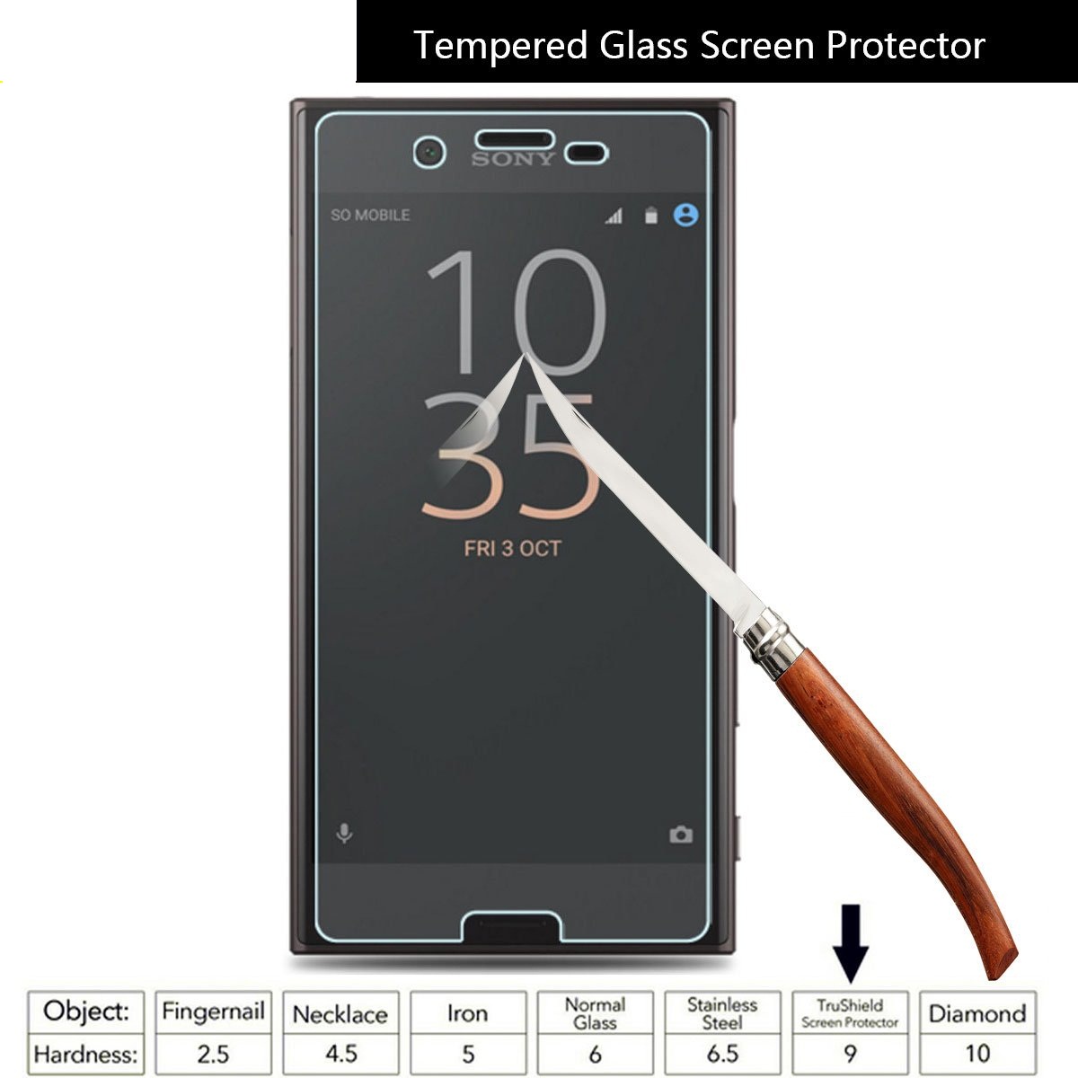 Miếng dán kính cường lực cho Sony Xperia XZ Premium (độ cứng 9H, mỏng 0.3mm, hạn chế bám vân tay) - Hàng nhập khẩu