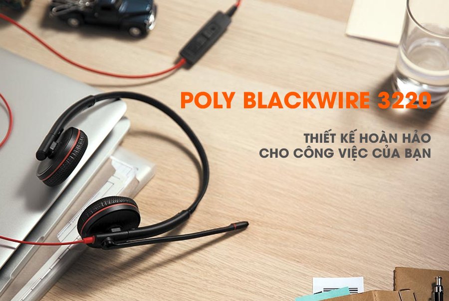 Tai Nghe Chụp Tai Có Dây Poly Blackwire 3220 USB-A Hàng Chính Hãng