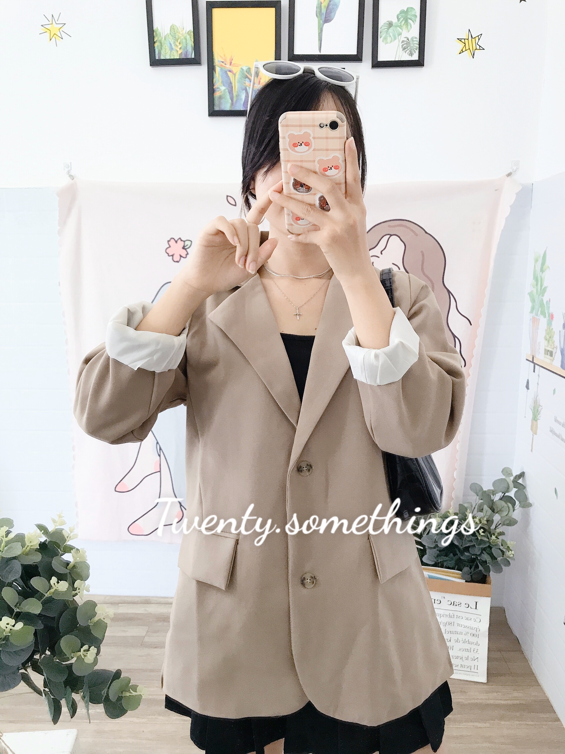 ÁO BLAZER NÂU TÂY HÀN QUỐC 2 LỚP