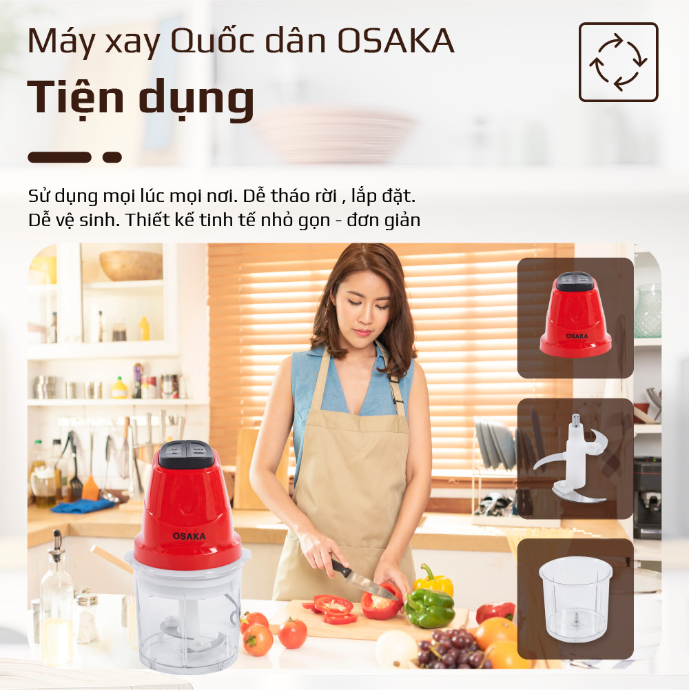 Máy xay thịt Mini đa năng OSAKA MC-102, 2 tốc độ - Hàng chính hãng