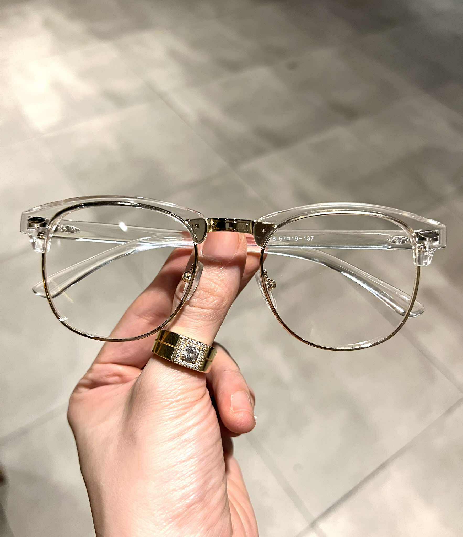 Kính Trong suốt dáng CLub nửa viền unisex cho nam nữ
