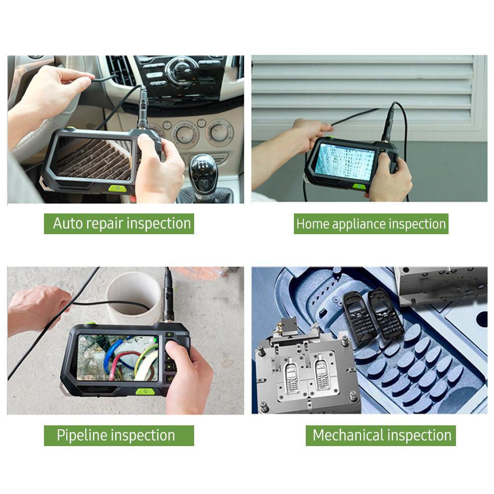 5-inch Large LCD Digital Endoscope 8mm Dual-lens Industrial Endoscope Borescope Automotive Inspection Camera with 4 LEDs Light IP67 Waterproof Lens with 5M Wire for Pipe Drain Sewer Plumbing Vent Sewer Inspection