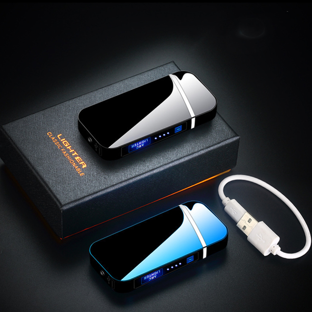 Vỏ Hột Quẹt Bật Lửa sạc điện USB JL319 Hai Tia Lửa Plasma Đan Chéo Thiết Kế Đẹp Độc Lạ - giao màu ngẫu nhiên