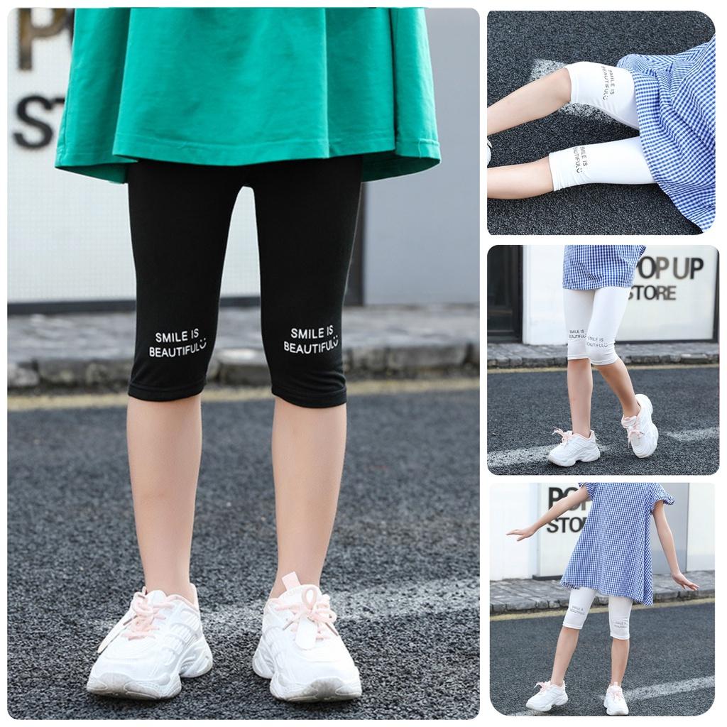 QL6 Size 100-160 Quần legging lửng cho bé gái, dạng trơn, 100% cotton Thời trang trẻ Em hàng quảng châu