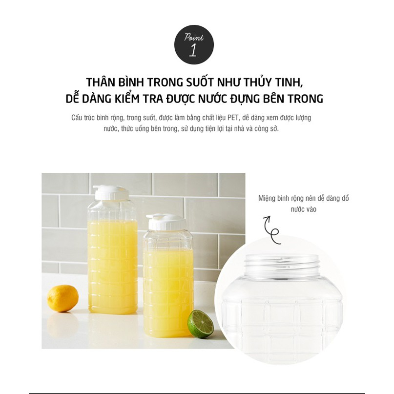 Bình Nước Lock&Lock HAP812 1,5L (Trắng) - Hàng Chính Hãng