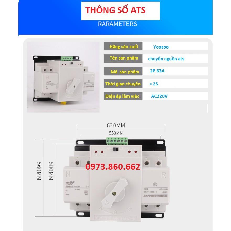 Combo chuyển nguồn tự động ATS 2P 63A + hẹn giờ chu kỳ tháng - Đấu dây và cài đặt sẵn