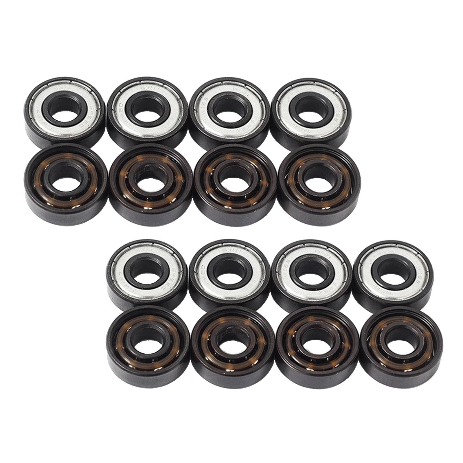 16Pcs Premium Replacement Skateboard Bearings 8mm Longboard Scooter Parts