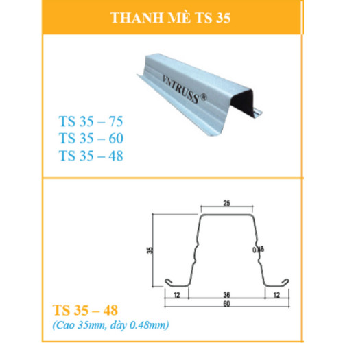 Thanh Mè/ Li Tô thép nhẹ VNTRUSS TS60x35x25x48