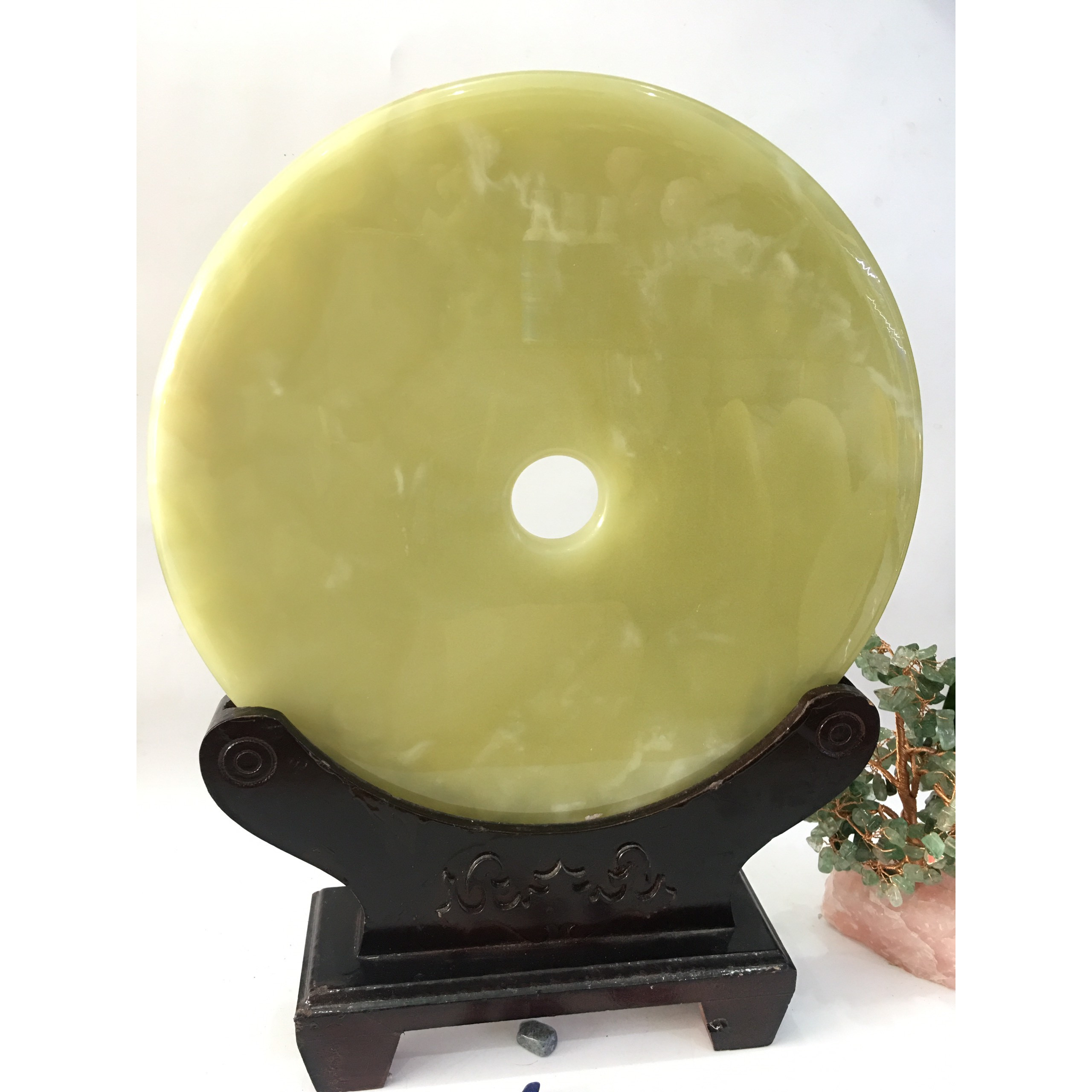 Đồng điếu đá ngọc xanh nhạt - cao 38cm - 3,35kg