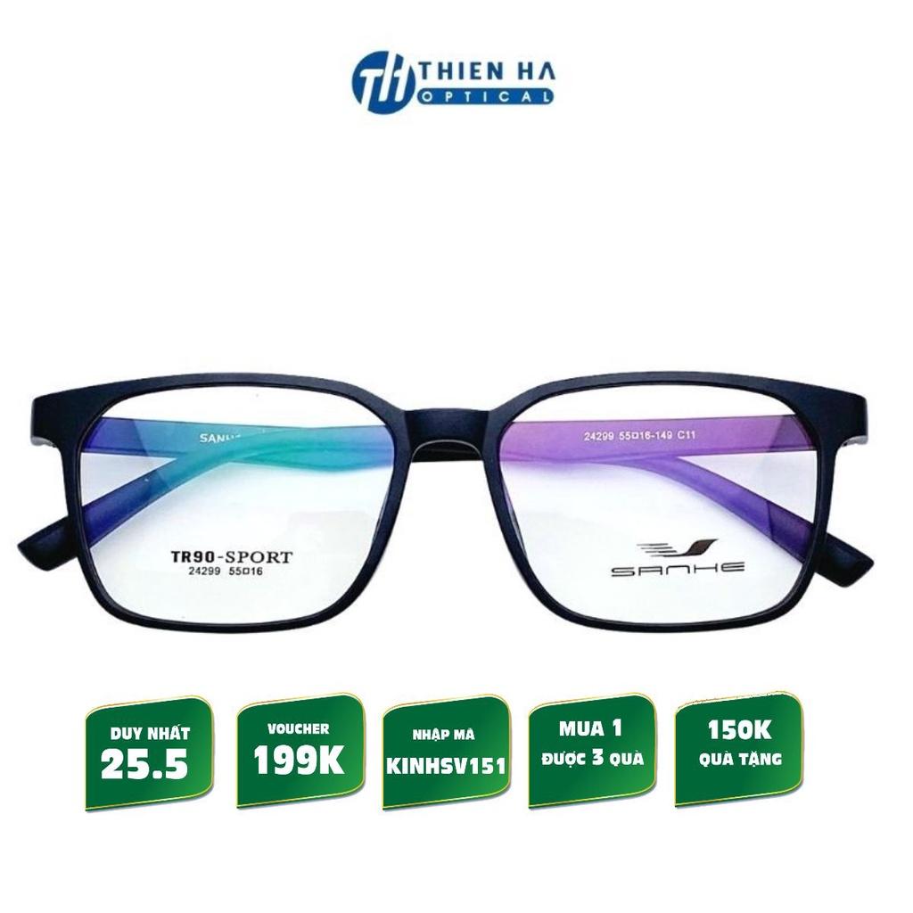 Gọng kính vuông nam nữ THIÊN HÀ OPTICAL nhựa dẻo dầy nhẹ chắc chắn siêu bền thích hợp độ cận cao trẻ dễ đeo SHANHE 24299