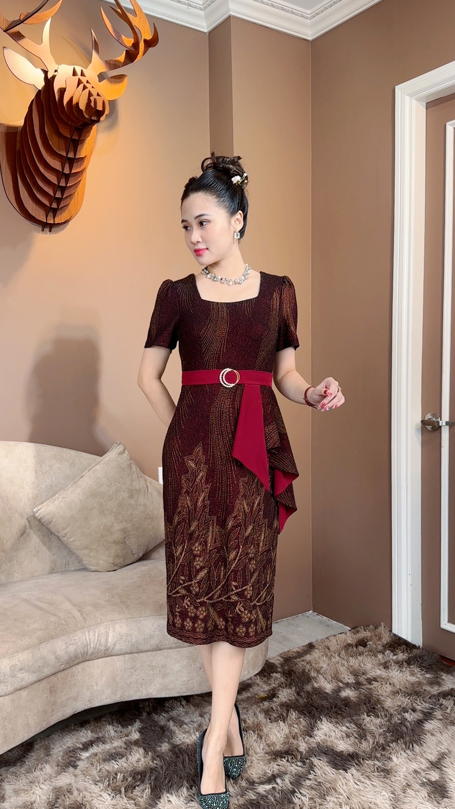 Đầm Trung Niên [ Linh Trà ] (VIP 32) Trẻ Trung Thiết Kế Trang Nhã Thanh Lịch Bigsize Đi Làm Đi Tiệc Cho Bà Cho Mẹ U50