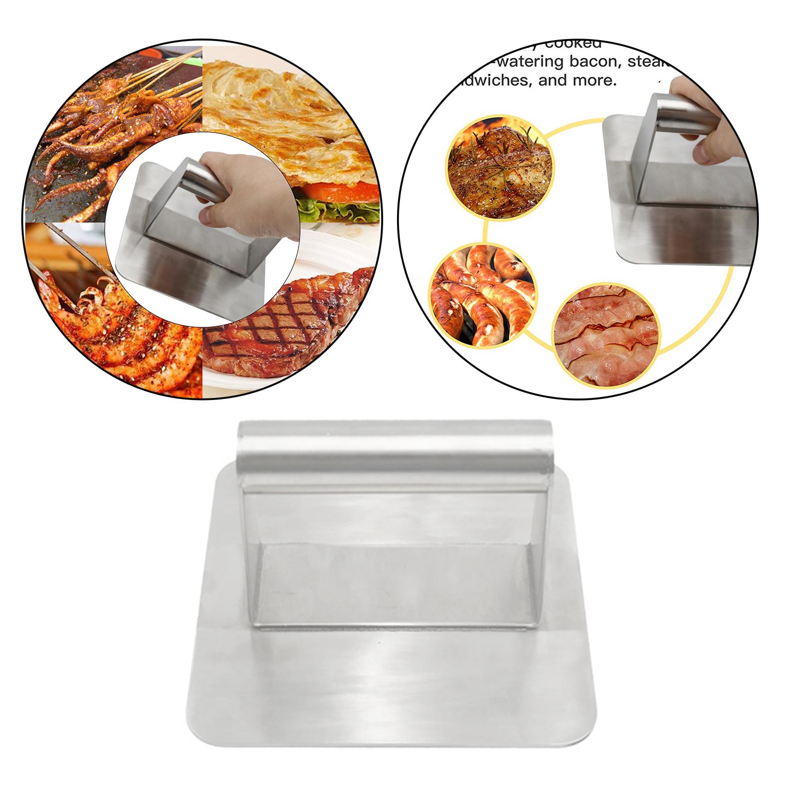 Grill Press 304 Stainless Steel 5.5” Bacon Presser Spatula Burger Press for Grill Cooking