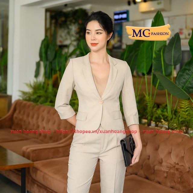 Bộ Vest Nữ Công Sở Dáng Blazer Đẹp Mc Fashion Màu Be, Đen, Kiểu Hàn Quốc Thu Đông Tav389