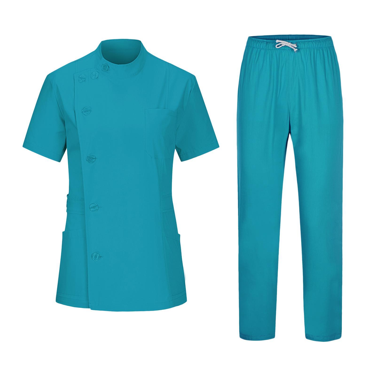 Women Scrubs Sets Top Jogger Pants Doctor Workwear Healthcare Soft Drawstring Pants Nurse Costume Nursing Uniforms for Massaging Esthetician