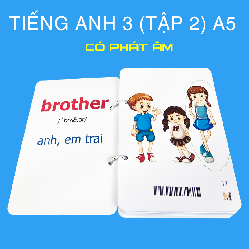 2 Bộ flashcard tiếng Anh 3 khổ lớn A5, có phát âm và hình ảnh sinh động