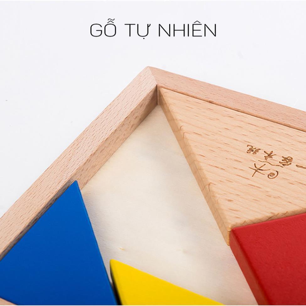 Đồ chơi xếp hình trí tuệ Tangram (Trí Uẩn) 7 miếng gỗ loại dày 1.2cm - đồ chơi gỗ