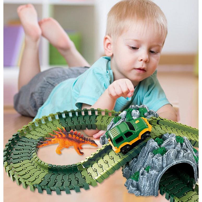 Đồ Chơi Xe Thám Hiểm Công Viên Khủng Long 144pcs TRACK TO DINOSAUR