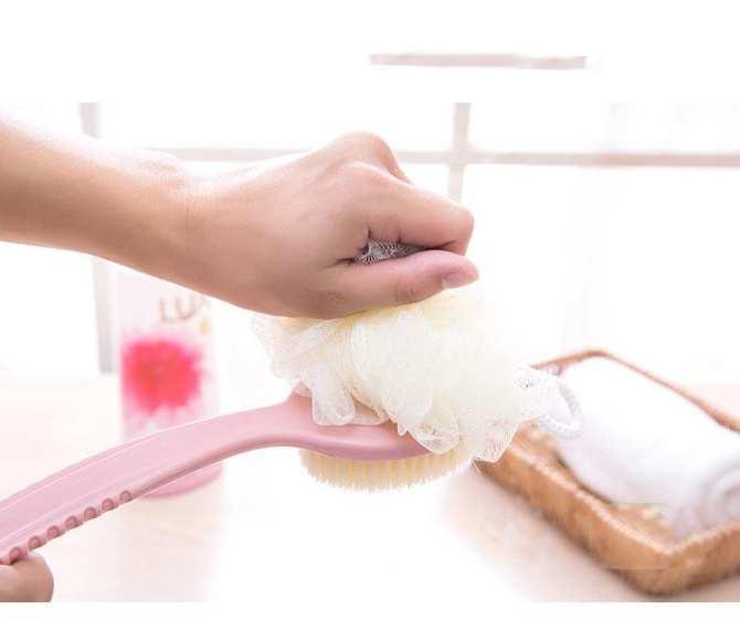 BÀN CHẢI CHÀ LƯNG KÈM BÔNG TẮM 2IN1 KR100- CỌ CHÀ LƯNG CAO CẤP -TẶNG 1 MÚT LAU CHÙI SIÊU TẠO BỌT