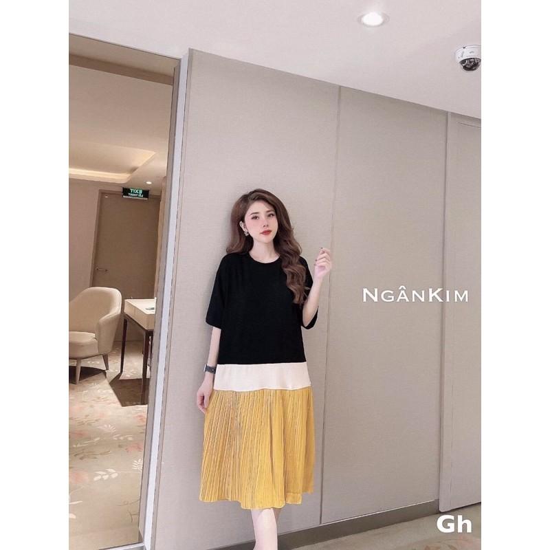 Váy bầu đầm bầu Cotton mát mềm mịn pha chân von thiết kế sang chảnh️free size 43-68kg