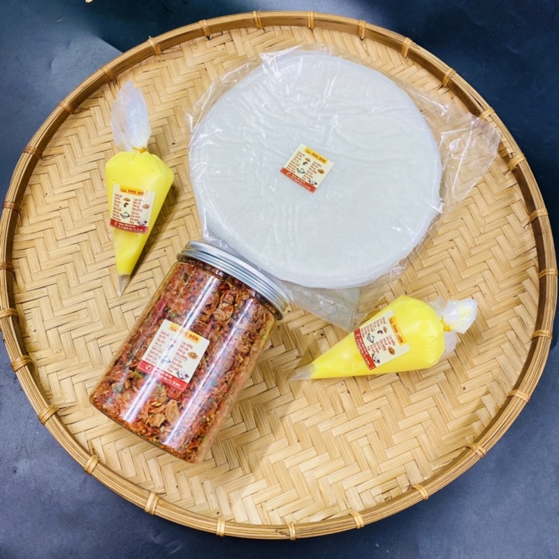 Combo Bánh Tráng Phơi Sương 500g - 250g Muối Tôm Hành Tỏi - 200g Bơ Trứng Vàng