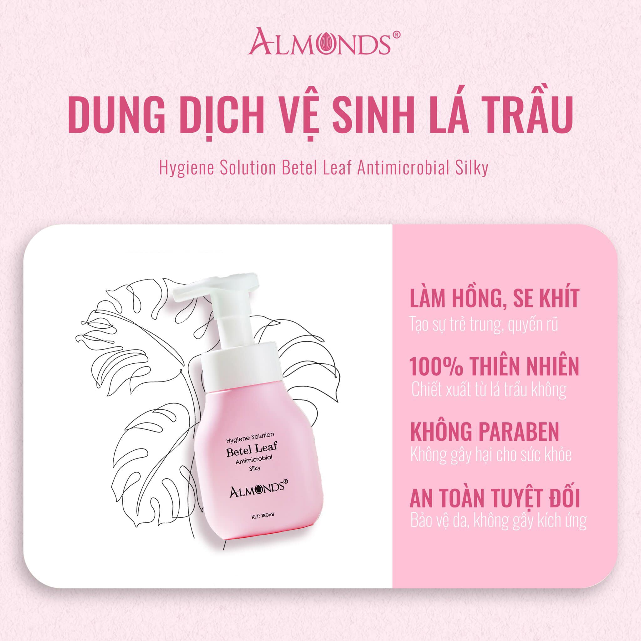 Dung dịch vệ sinh phụ nữ là trầu Almonds 180ml