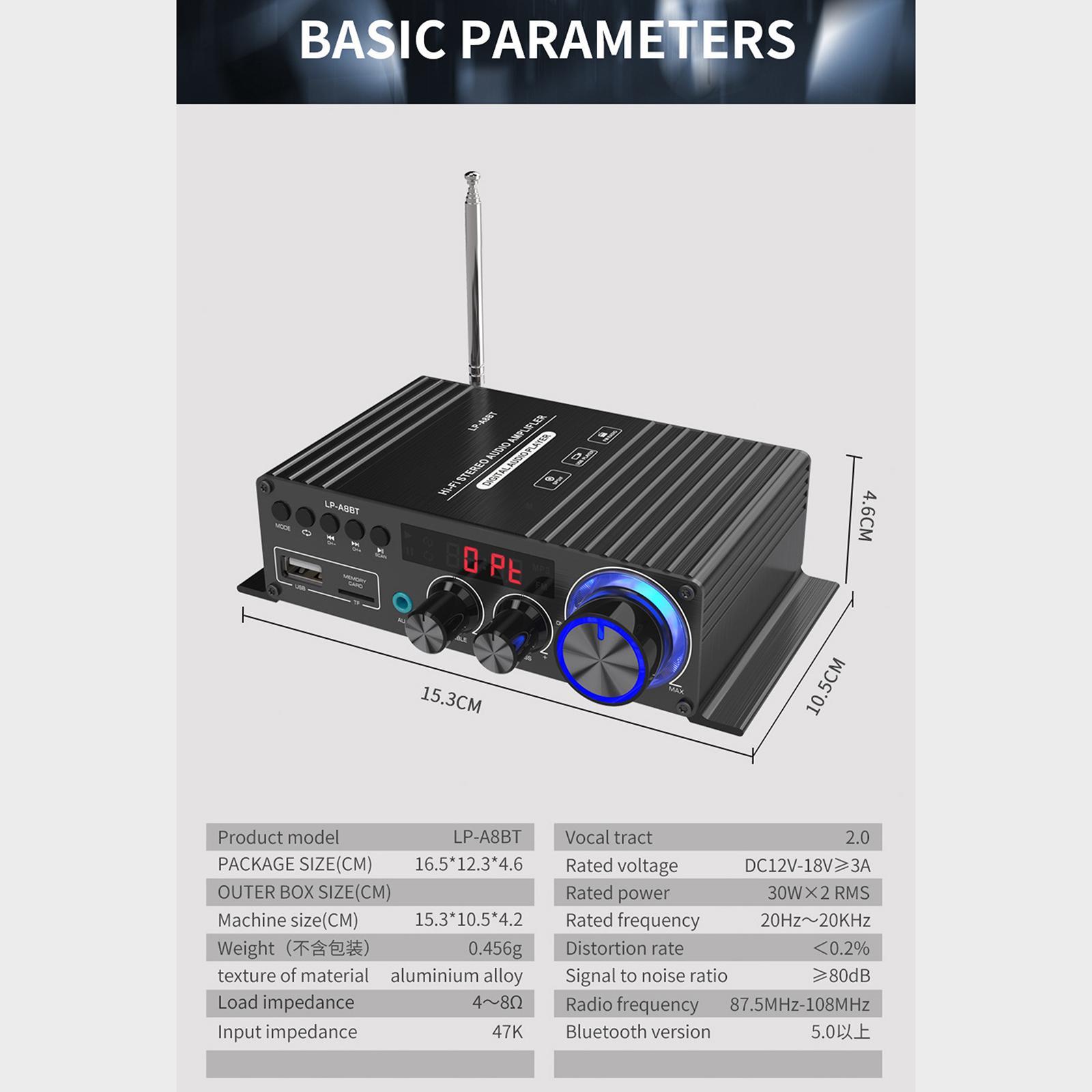 Audio Power 2x30W Lossless Music Channel FM for