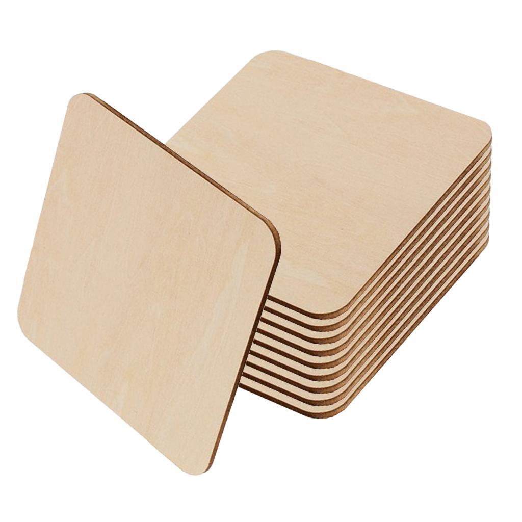 20x Blank Wood Natural Slices Wooden Squares Cutouts For DIY Crafts