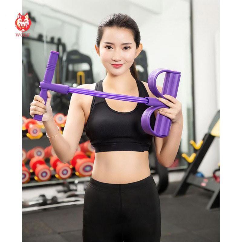 Combo Thảm Yoga Gym Cao Cấp Chống Trượt + Dây Kéo Kháng Lực 4 Dây Cao Su + Con Lăn Tập Bụng Eo Hiệu Quả