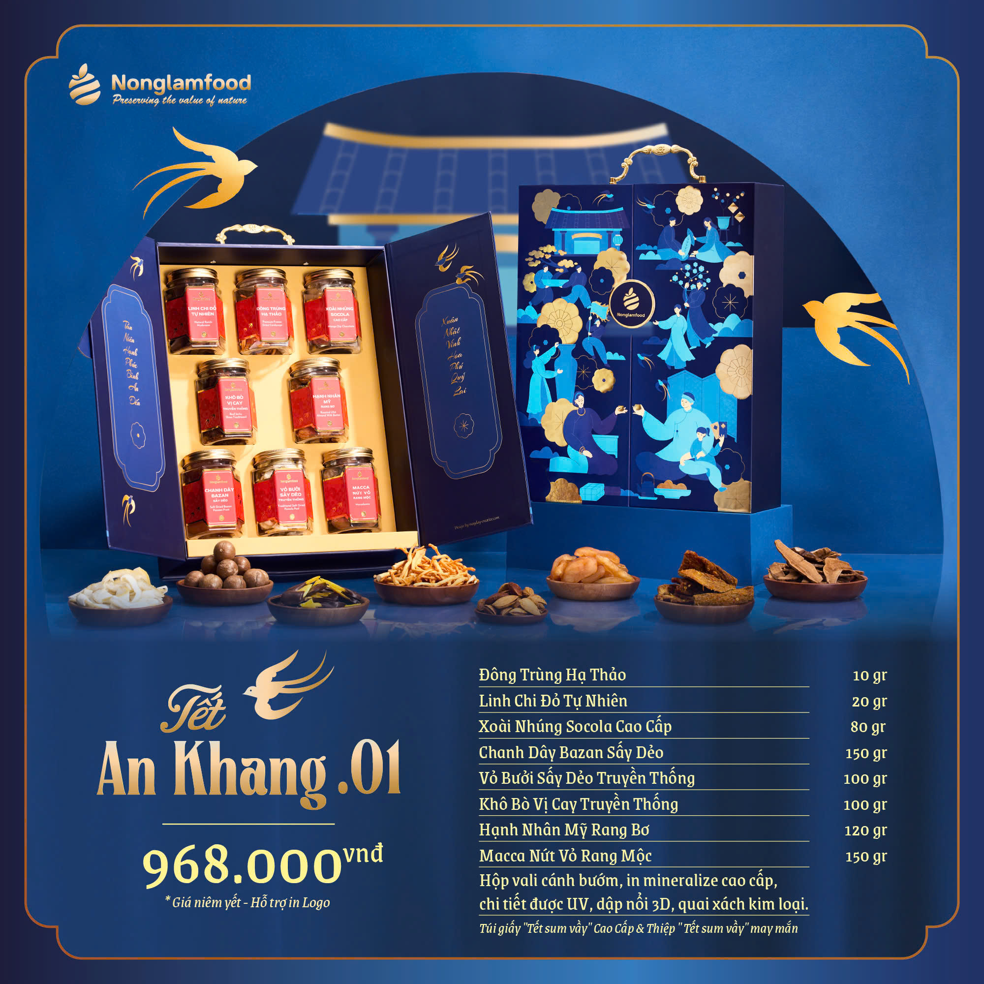 [BỘ QUÀ TẾT 2025] Set quà Tết An Khang 1 Nonglamfood | Hạt mứt tết cao cấp, quà tặng cho người thân