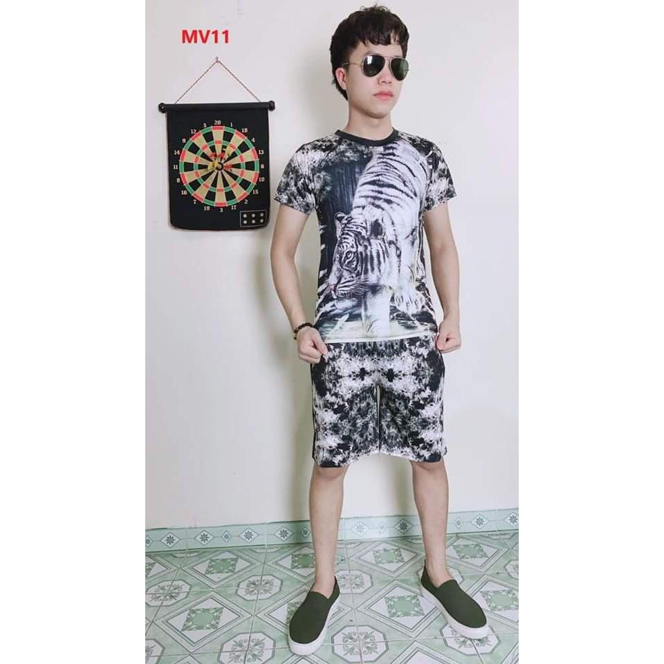 Bộ Thun Nam 3D Hổ Chất Thun Cotton Co Dãn 4 Chiều (hàng như hình)