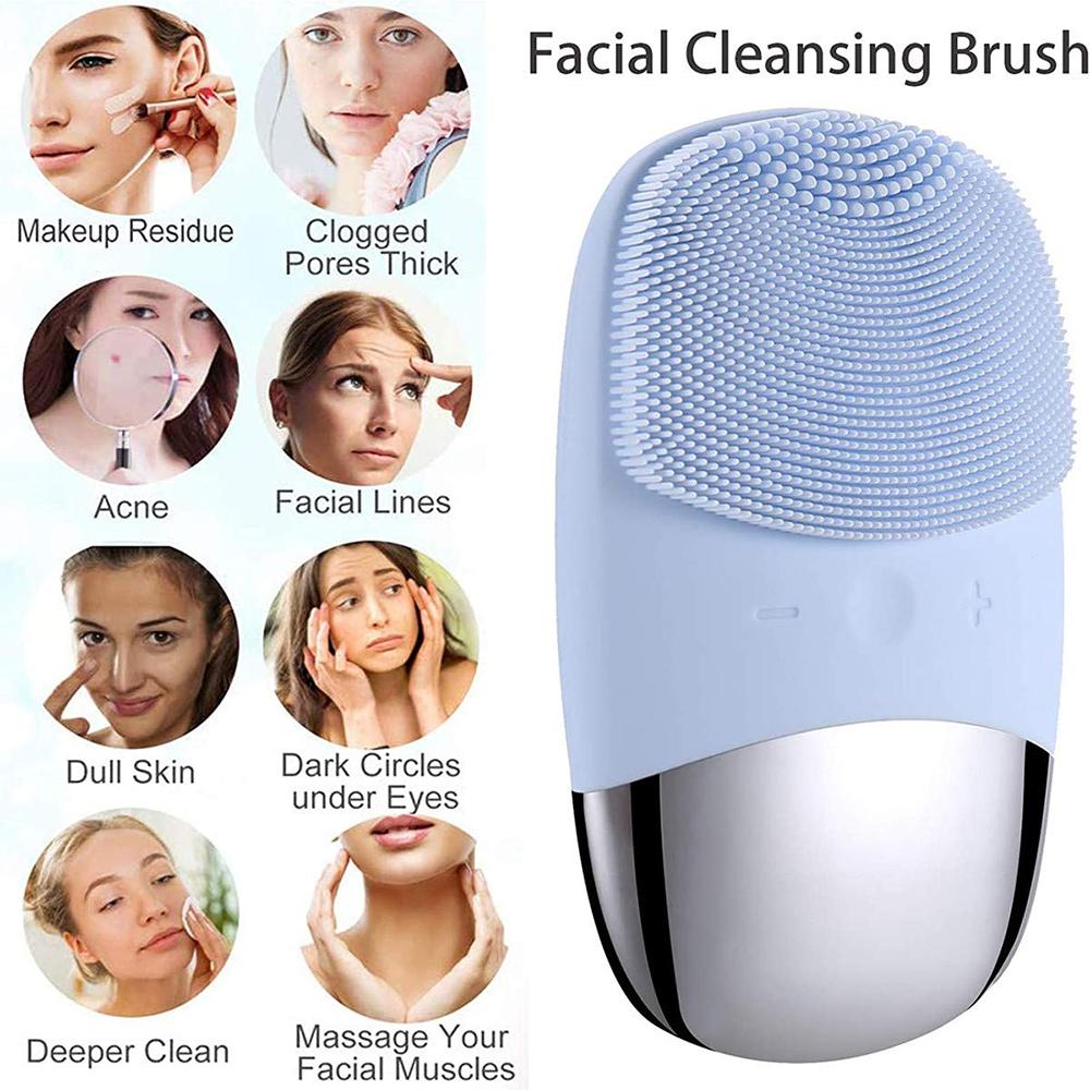 Làm Sạch Da Mặt Bàn Chải Silicon Chống Thấm Nước Máy Mát Xa Da Mặt Chà Rửa Loại Bỏ Mụn Đầu Đen Sâu Làm Sạch Và Tẩy Tế Bào Chết