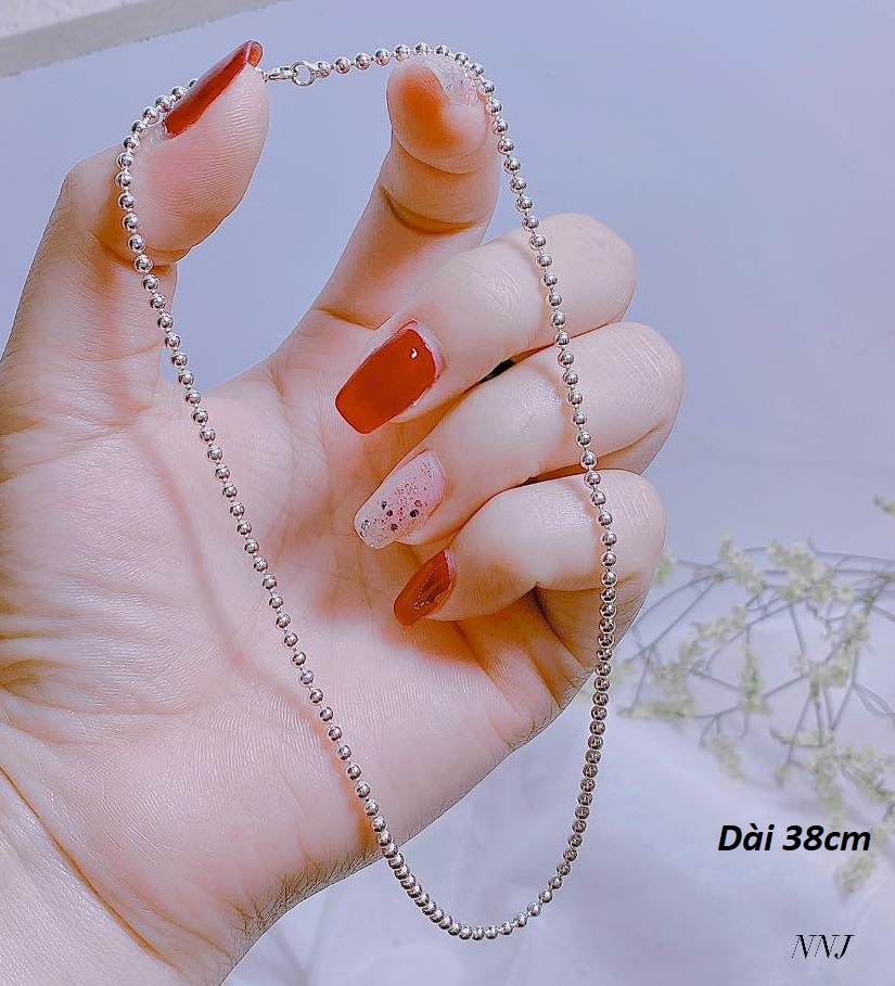 Dây chuyền trẻ em chuỗi bi chất liệu bằng bạc ta MS018b