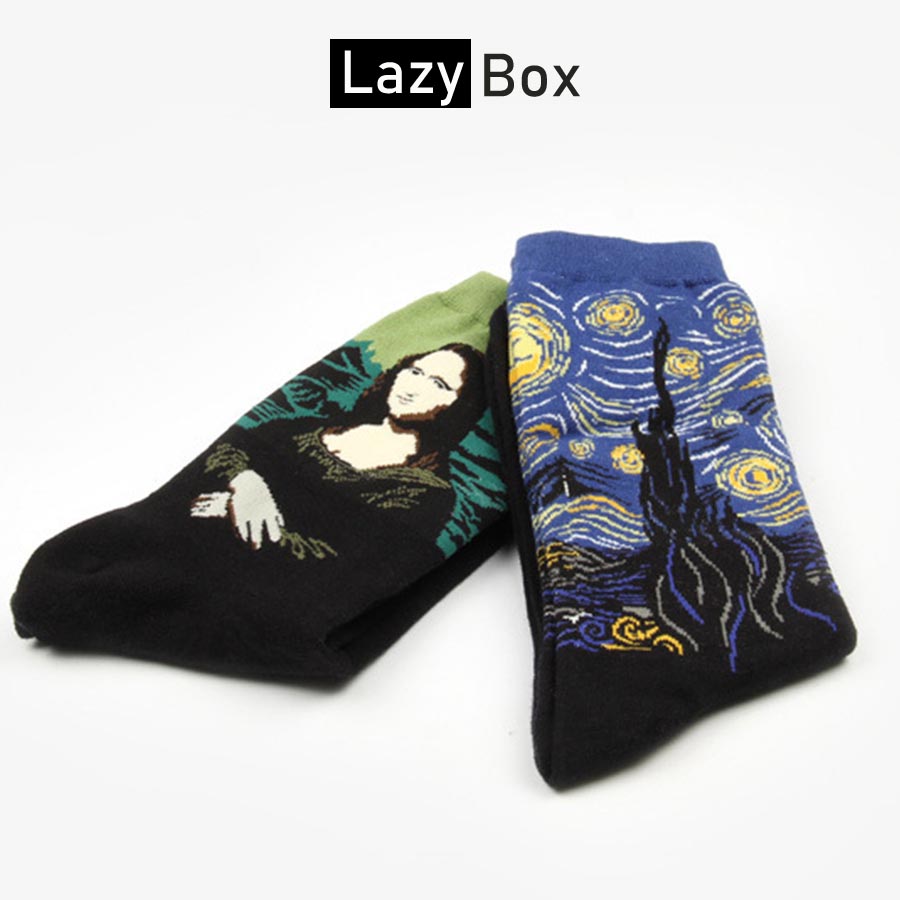 Bộ 2 tất dài unisex phong cách hội họa cổ điển