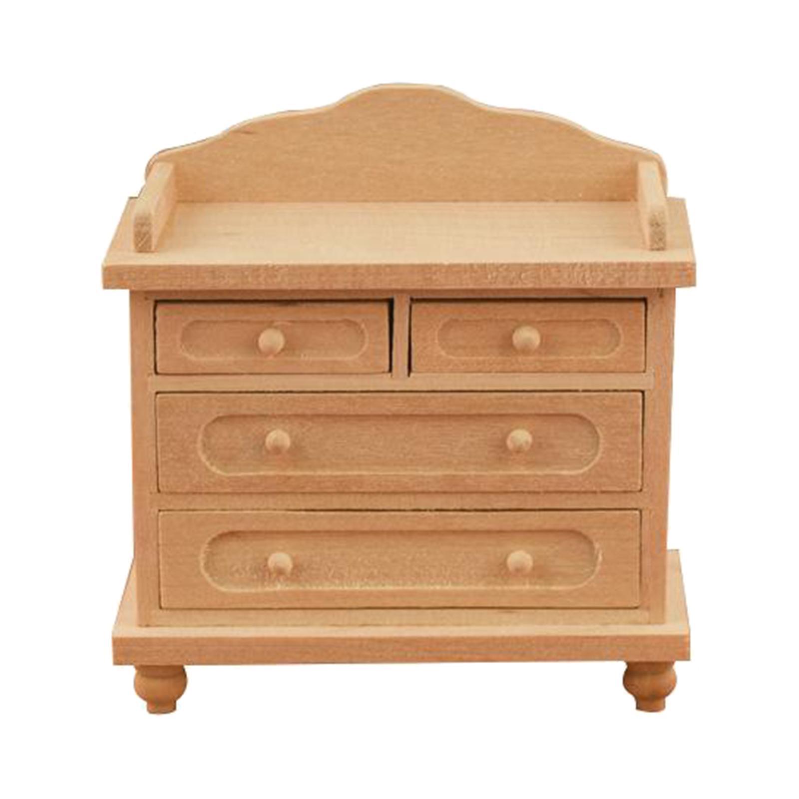 1/12 Dolls House Modern Handmade Wood Nightstand Cabinet Furniture Accessory