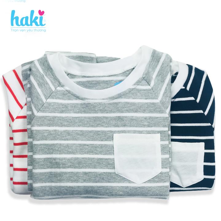 Áo cotton kẻ dài tay ranglan Haki