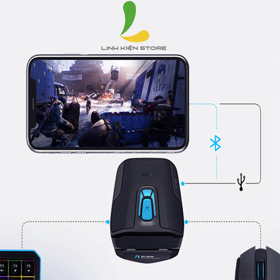 Rawm shell pro - Bộ chuyển đổi chơi game kết nối Bluetooth 5.0 , hỗ trợ sạc điện thoại - Hàng Nhập Khẩu