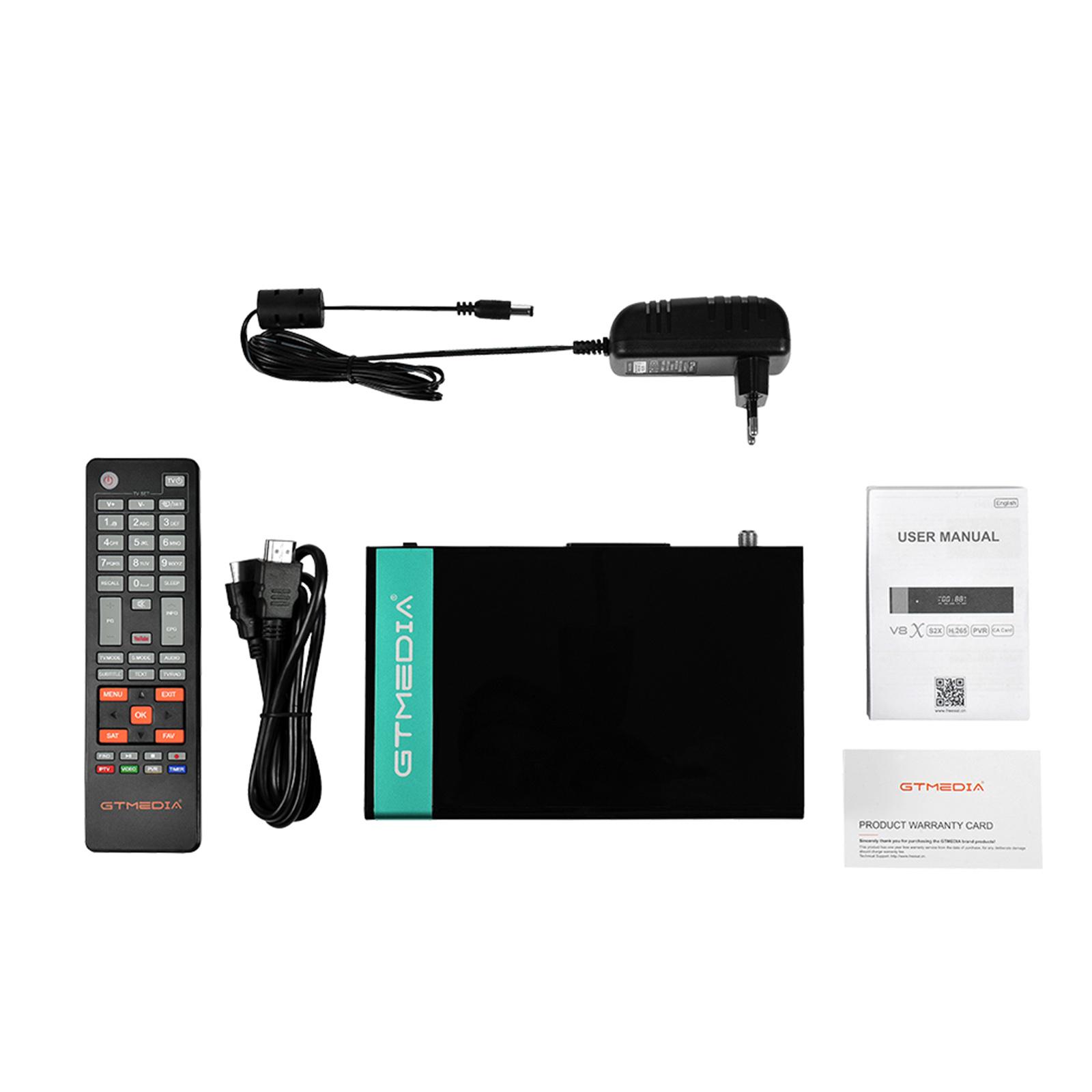 Bộ thu tín hiệu kỹ thuật số GTMEDIA V8X DVB-S / S2 / S2X FTA Hộp giải mã tín hiệu số Full HD 1080P Điều khiển từ xa Tích hợp WiFi H.265 V8