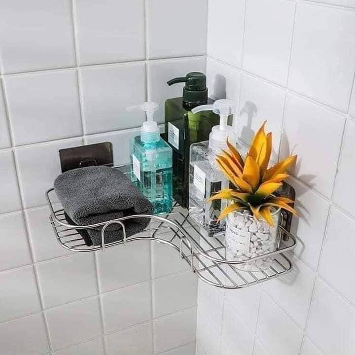 KỆ GÓC DÁN TƯỜNG CHUẨN INOX MÀU TRẮNG SIÊU ĐẸP - DÁN SIÊU CHẮC, KHÔNG CẦN KHOAN VÍT