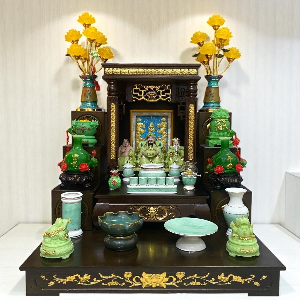 Bộ đồ thờ RỒNG VIỆT cao cấp men đá xanh, hoàn hảo cho người mệnh Mộc, nhập khẩu Đài Loan