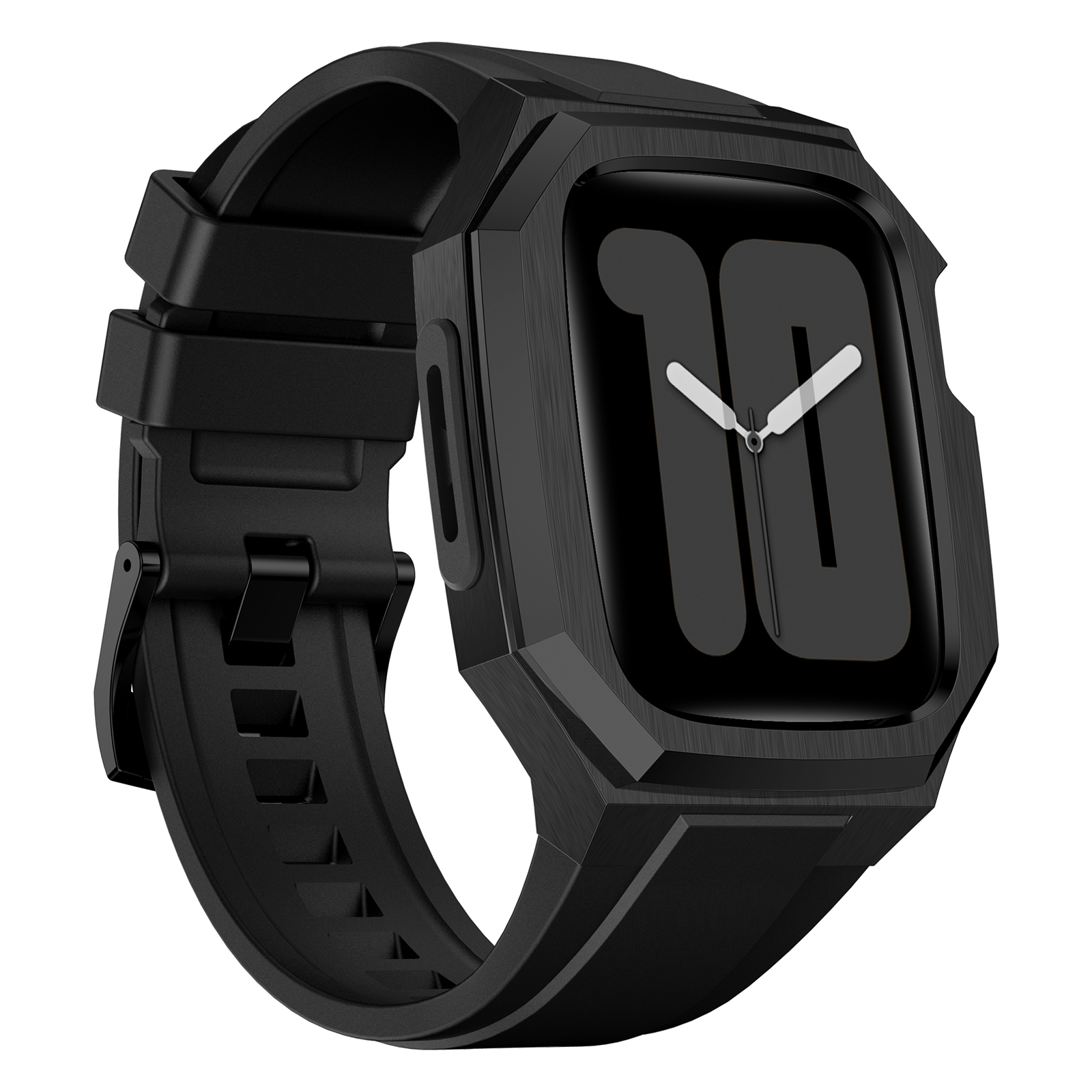 Ốp Case Vỏ Thép Không Gỉ bảo vệ tích hợp dây đeo Fluororubber cho Apple Watch Series 4/5/6/7/8/9/SE1,2 Size 44mm/45mm - Hàng Chính Hãng