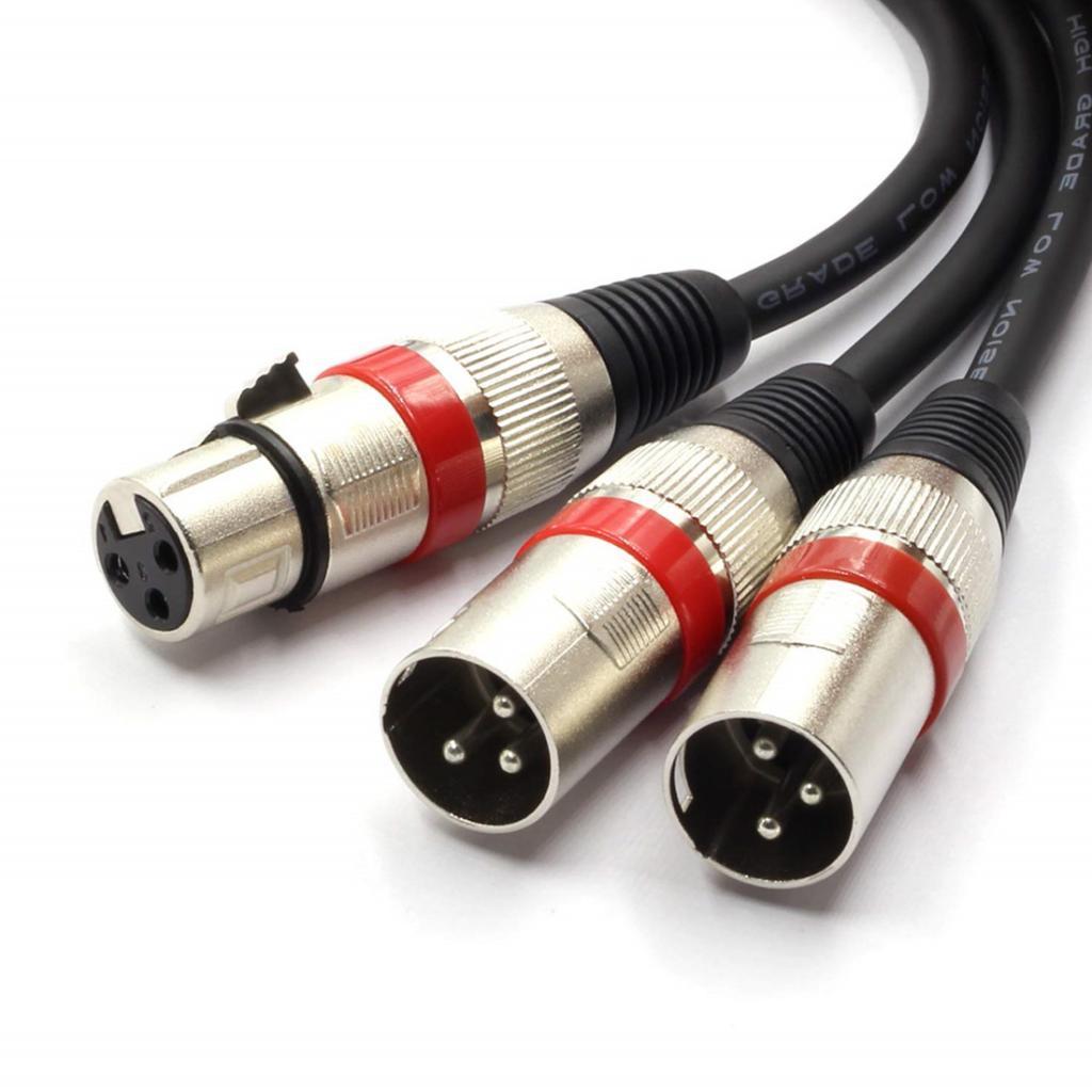 2X XLR Splitter Female To Dual Male 3- Cable Microphone Audio Adapter