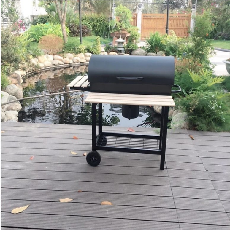 Bếp Nướng Than Hoa Nắp Đậy Có Tay Đẩy BBQ05, Bếp Nướng BBQ, Bếp Nướng Than Hoa Sân Vườn