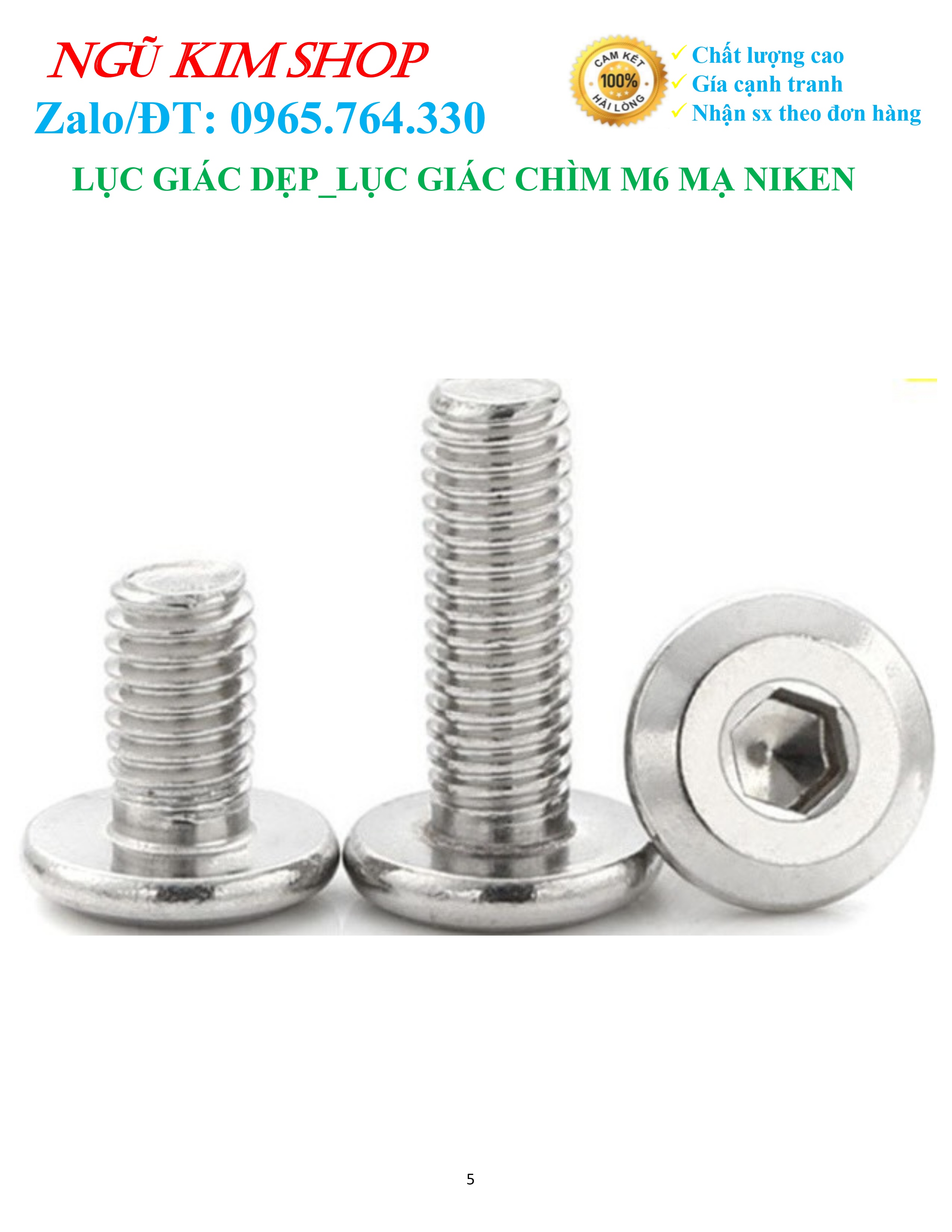 LỤC GIÁC DẸP _ LỤC GIÁC CHÌM M6 MẠ NIKEN