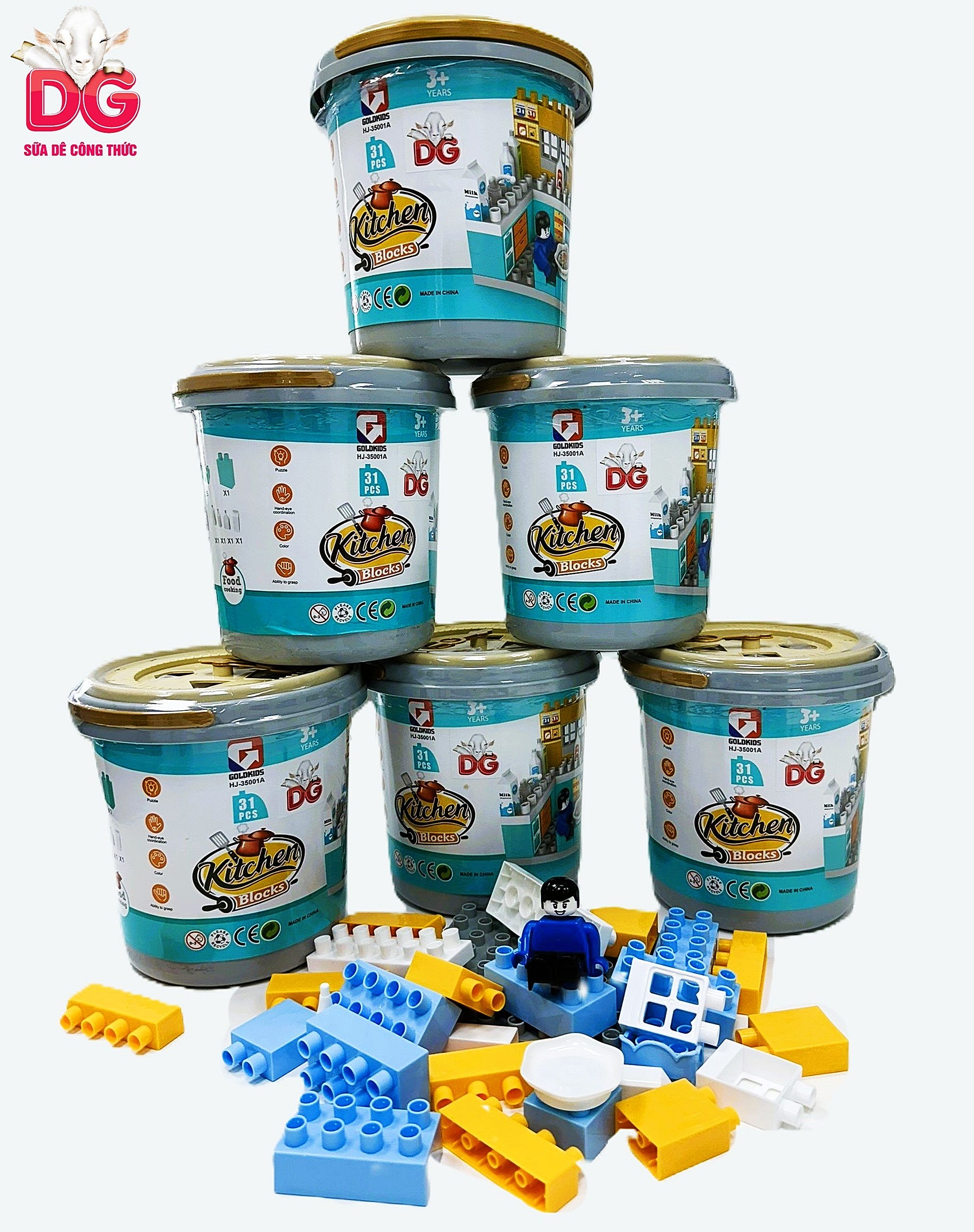 Combo 05 lon Sữa Dê DG-3 400g Tặng 1 hộp đồ chơi lắp ráp