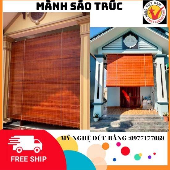 Mành sáo trúc che nắng ,rèm trúc che mưa ,màn sáo trúc treo ban công,mành treo hành lang màu cánh gián có dây kéo đầy đủ