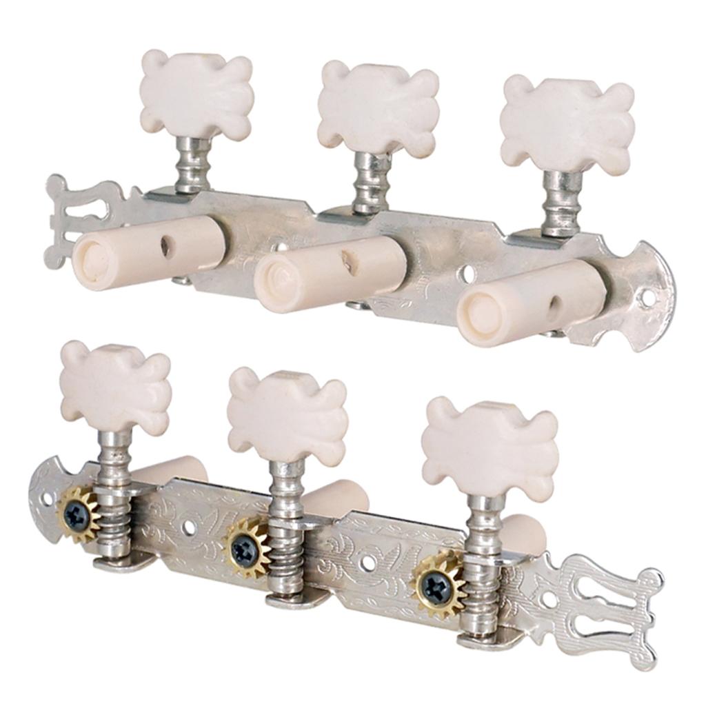 2pcs Classical Guitar Tuning Pegs Keys Machine Heads Tuner with White Button