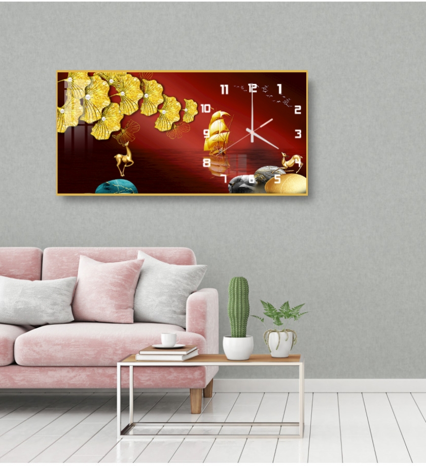 Đồng Hồ tranh Pha lê PVP, đồng hồ KT 30*60, 40*80, ĐỒNG HỒ PHA LÊ , ĐÔNG HỒ TREO TƯỜNG - THUẬN BUỒM