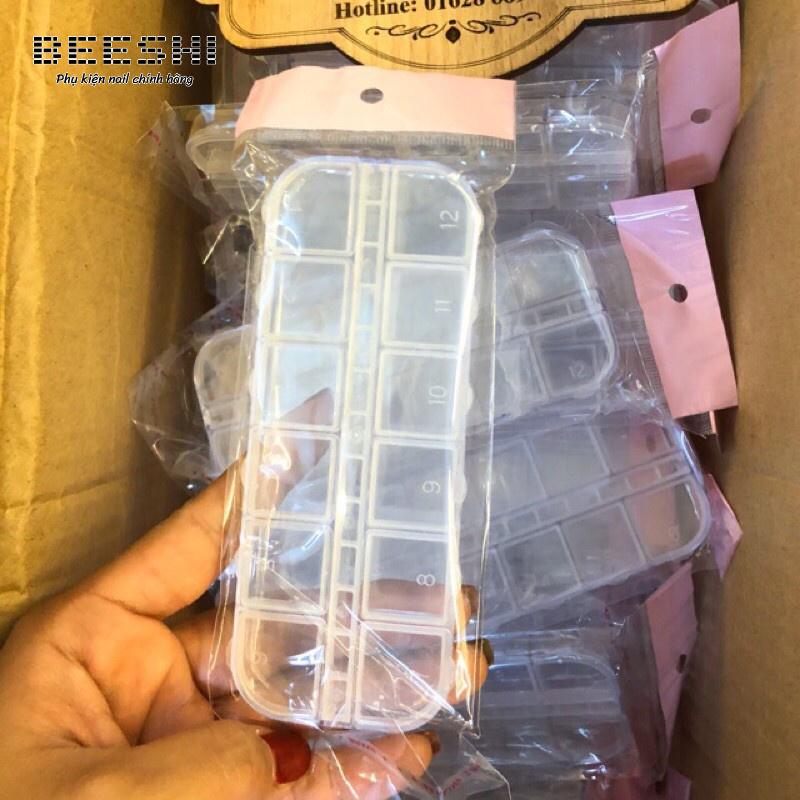 Hộp đựng đá nail, khay chia đá 12 ô - beeshi shop nail